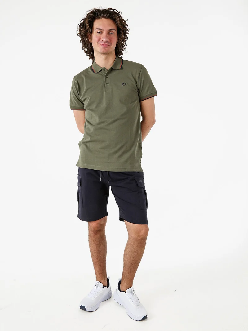 Polo in cotone da uomo a maniche corte - militare