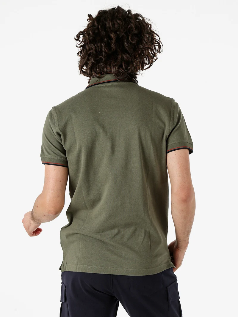 Polo in cotone da uomo a maniche corte - militare