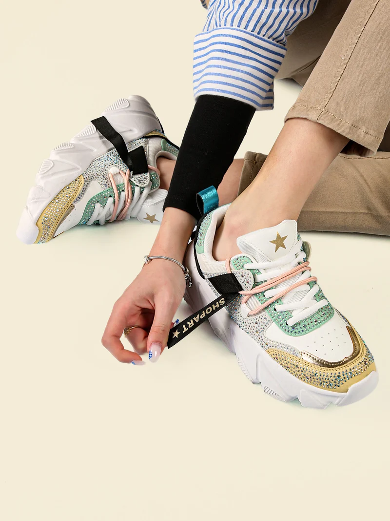 CHUNKY AMY Sneakers donna con strass e suola alta - multicolore