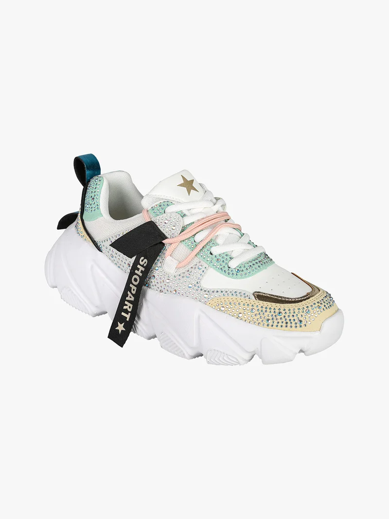 CHUNKY AMY Sneakers donna con strass e suola alta - multicolore