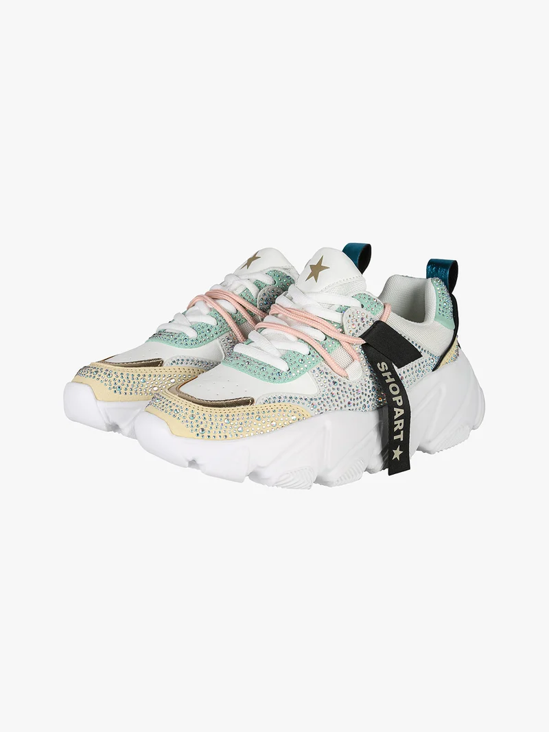 CHUNKY AMY Sneakers donna con strass e suola alta - multicolore