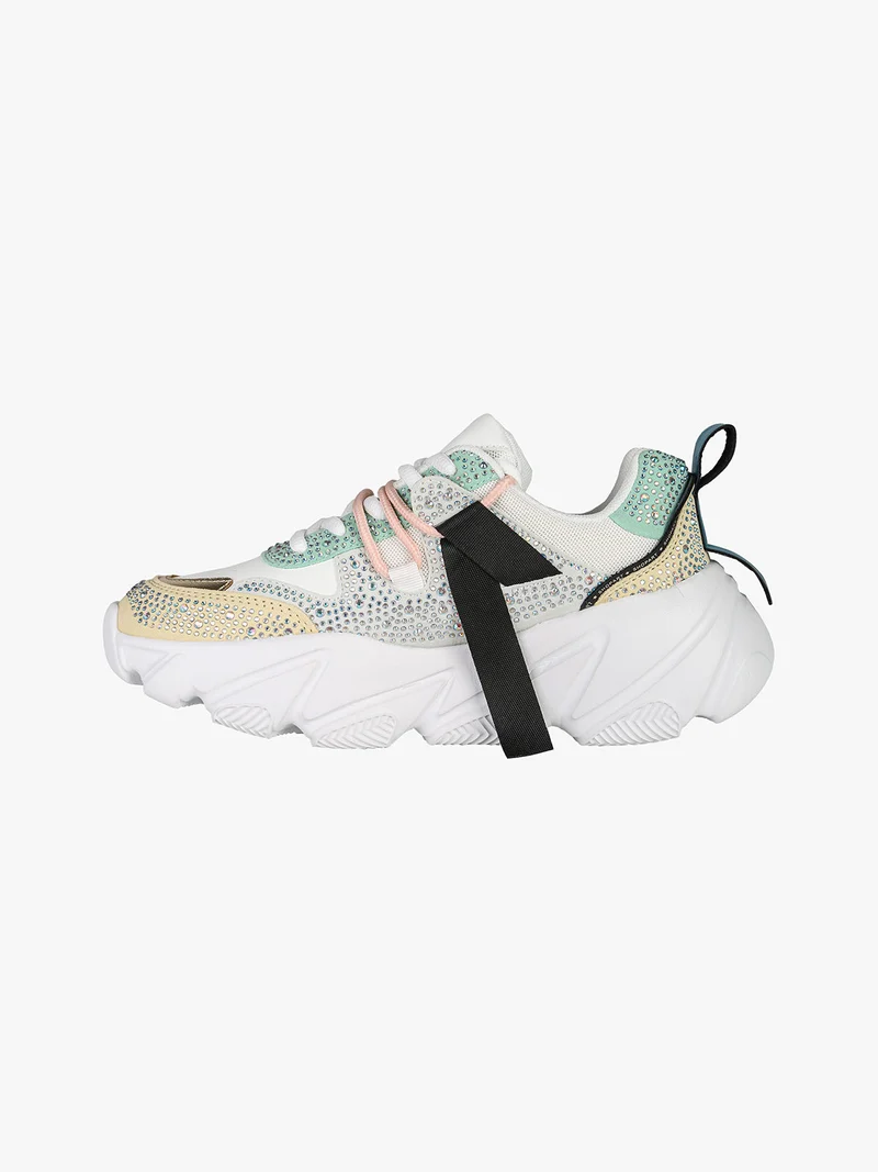 CHUNKY AMY Sneakers donna con strass e suola alta - multicolore
