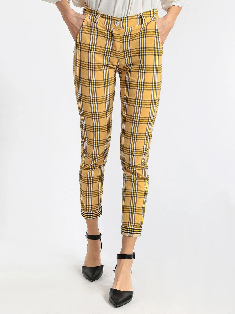 Pantaloni a quadri leggeri - giallo