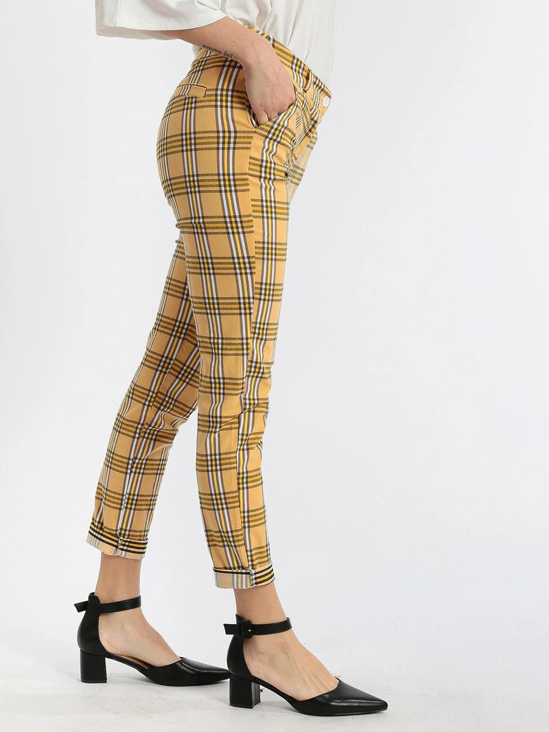 Pantaloni a quadri leggeri - giallo
