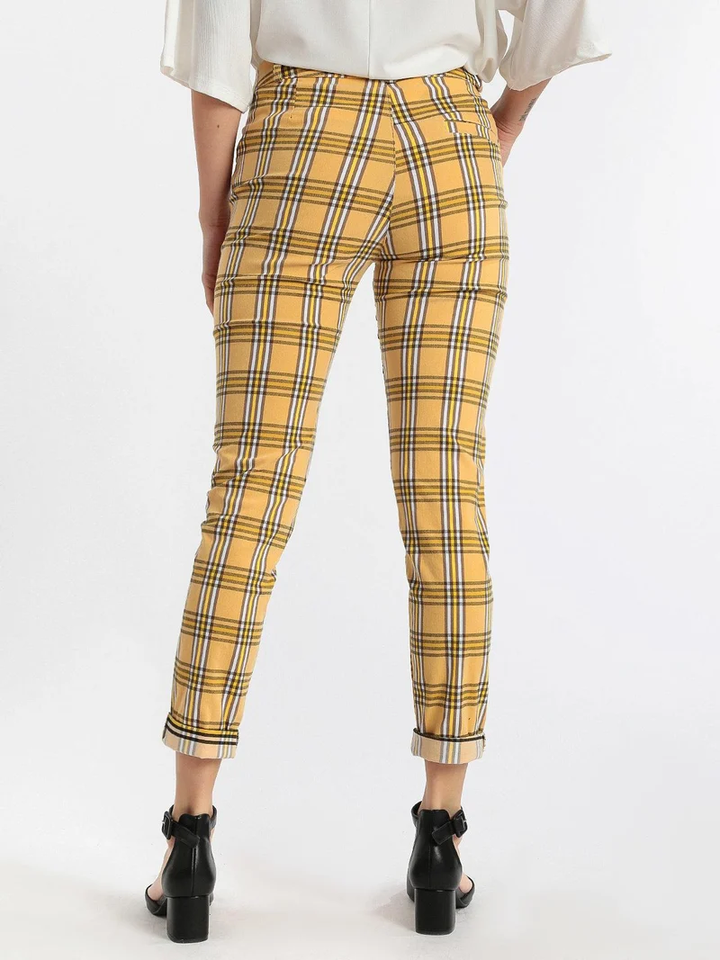 Pantaloni a quadri leggeri - giallo