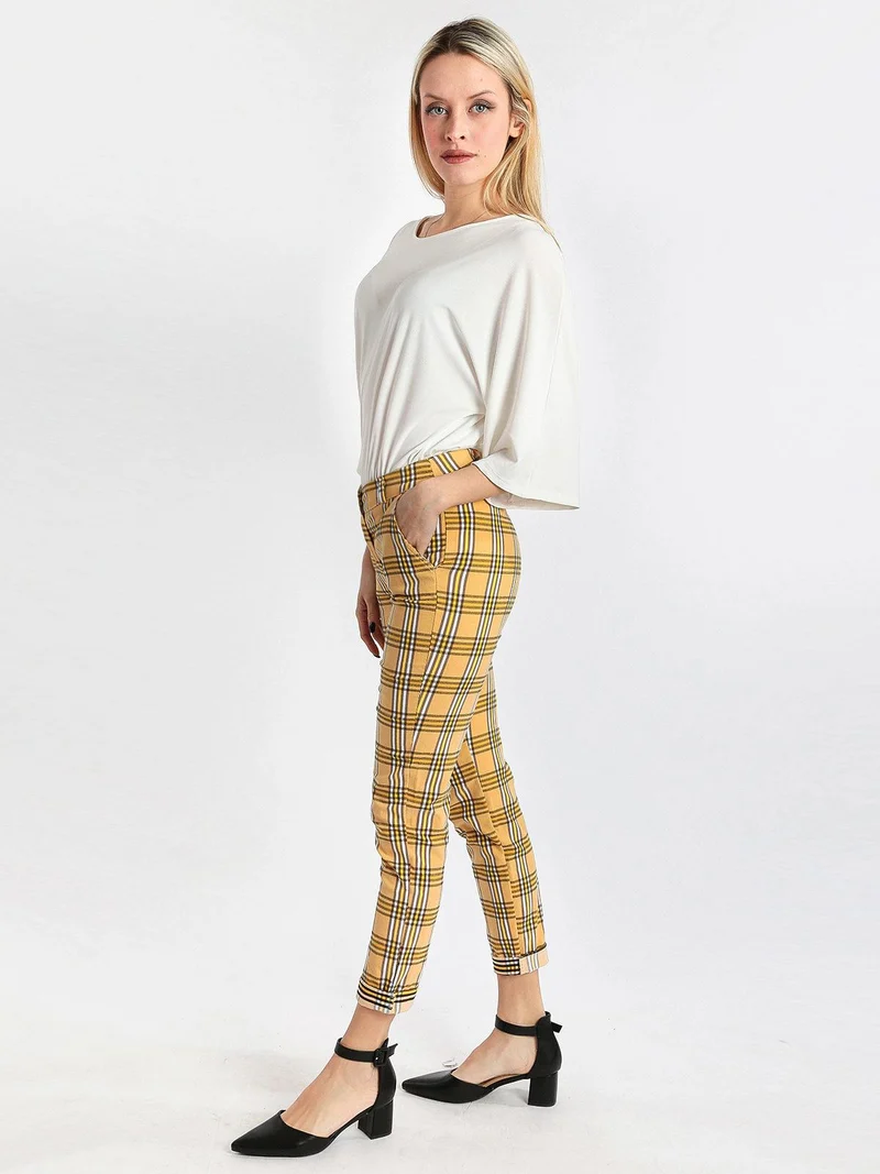 Pantaloni a quadri leggeri - giallo