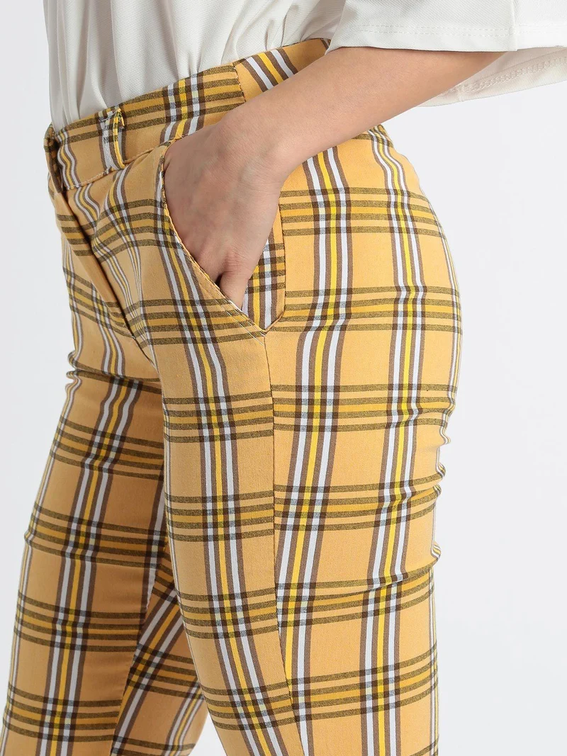 Pantaloni a quadri leggeri - giallo