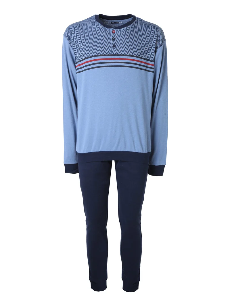 Pigiama lungo da uomo in cotone interlock - jeans