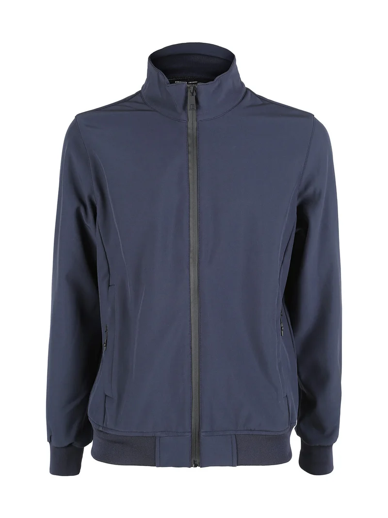 Giacca da uomo con zip e interno in pile - blu scuro
