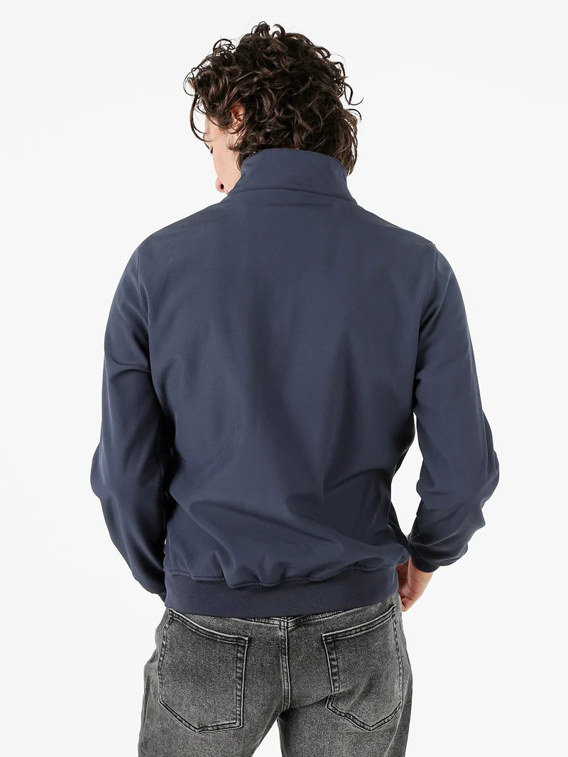 Giacca da uomo con zip e interno in pile - blu scuro