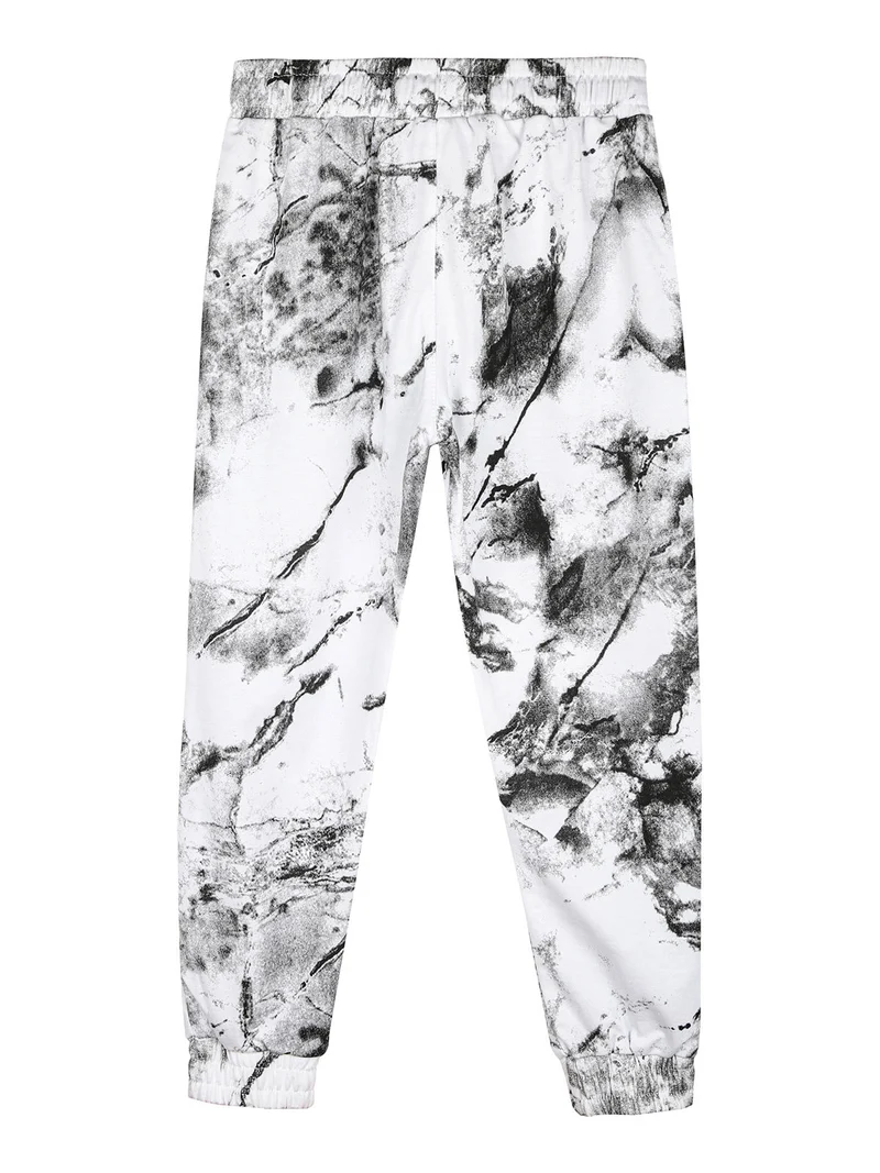 Pantaloni sportivi da bambino con coulisse e polsini - bianco