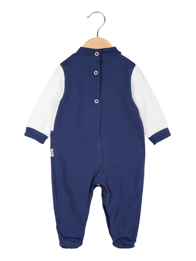Tutina da neonato in cotone con ricamo - blu