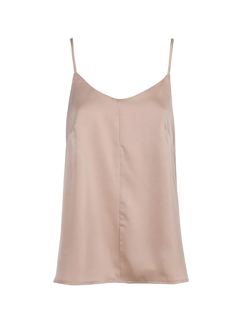 Top donna con spalline sottili effetto raso - nudo