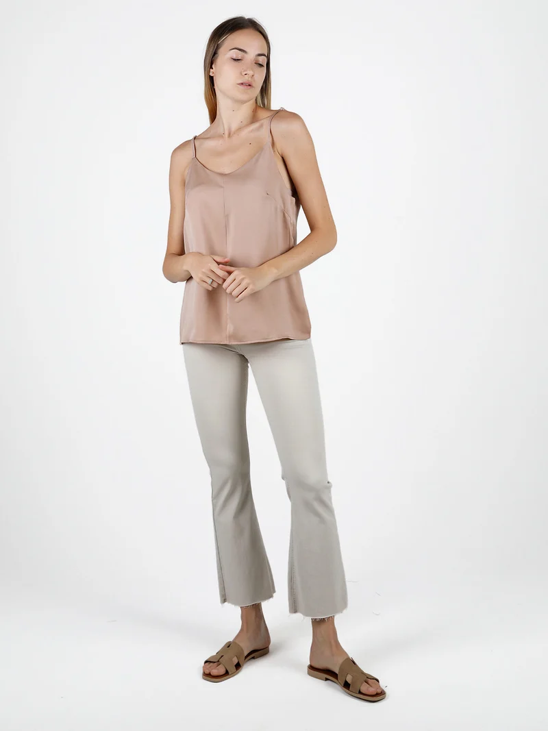 Top donna con spalline sottili effetto raso - nudo