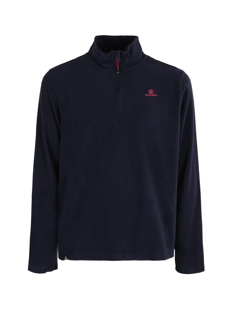 Felpa da uomo mezza zip in micropile - blu scuro