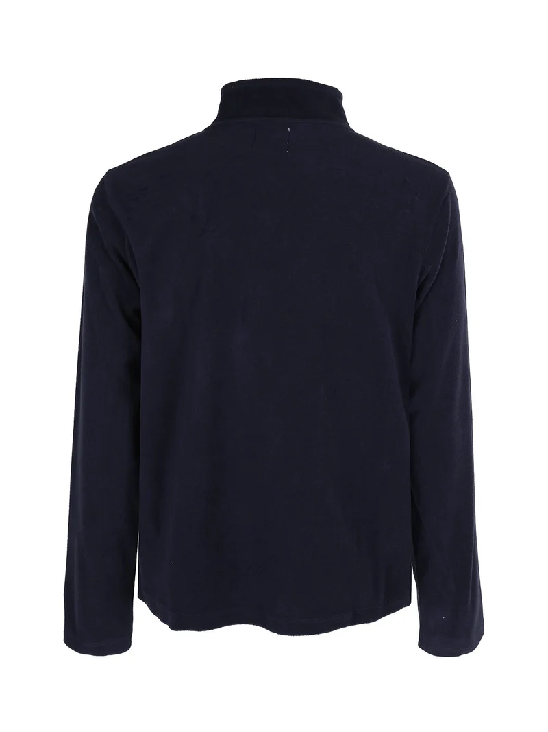 Felpa da uomo mezza zip in micropile - blu scuro