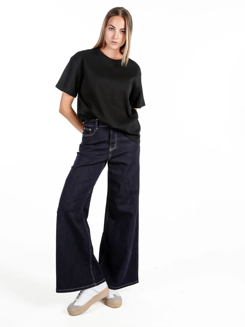 T-shirt donna oversize in cotone - nero