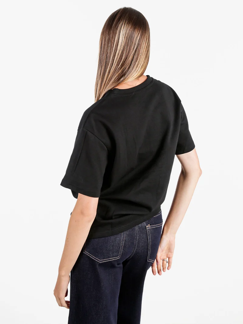 T-shirt donna oversize in cotone - nero