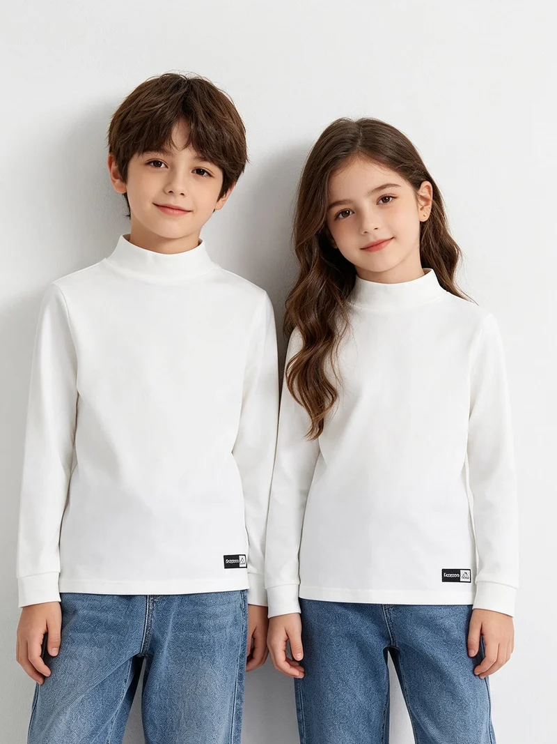 Maglia a lupetto da bambini in cotone - bianco