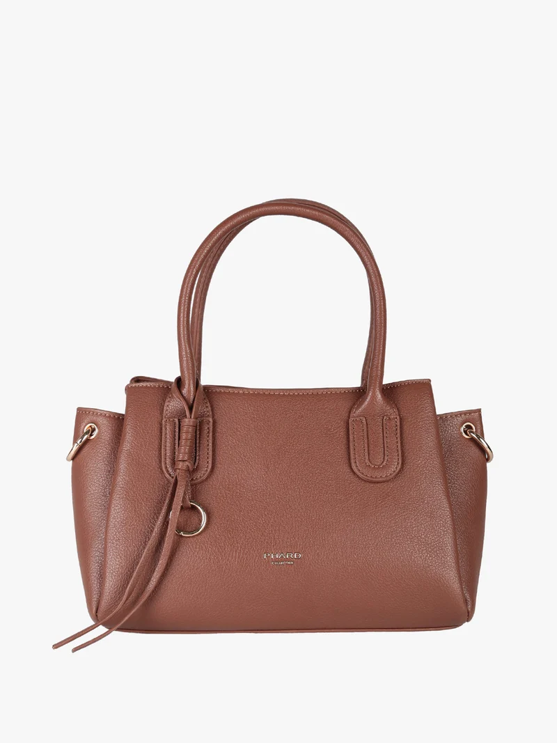 Borsa donna in ecopelle con doppi manici - marrone