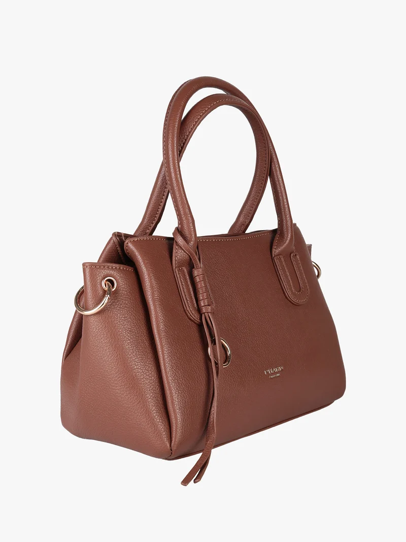 Borsa donna in ecopelle con doppi manici - marrone