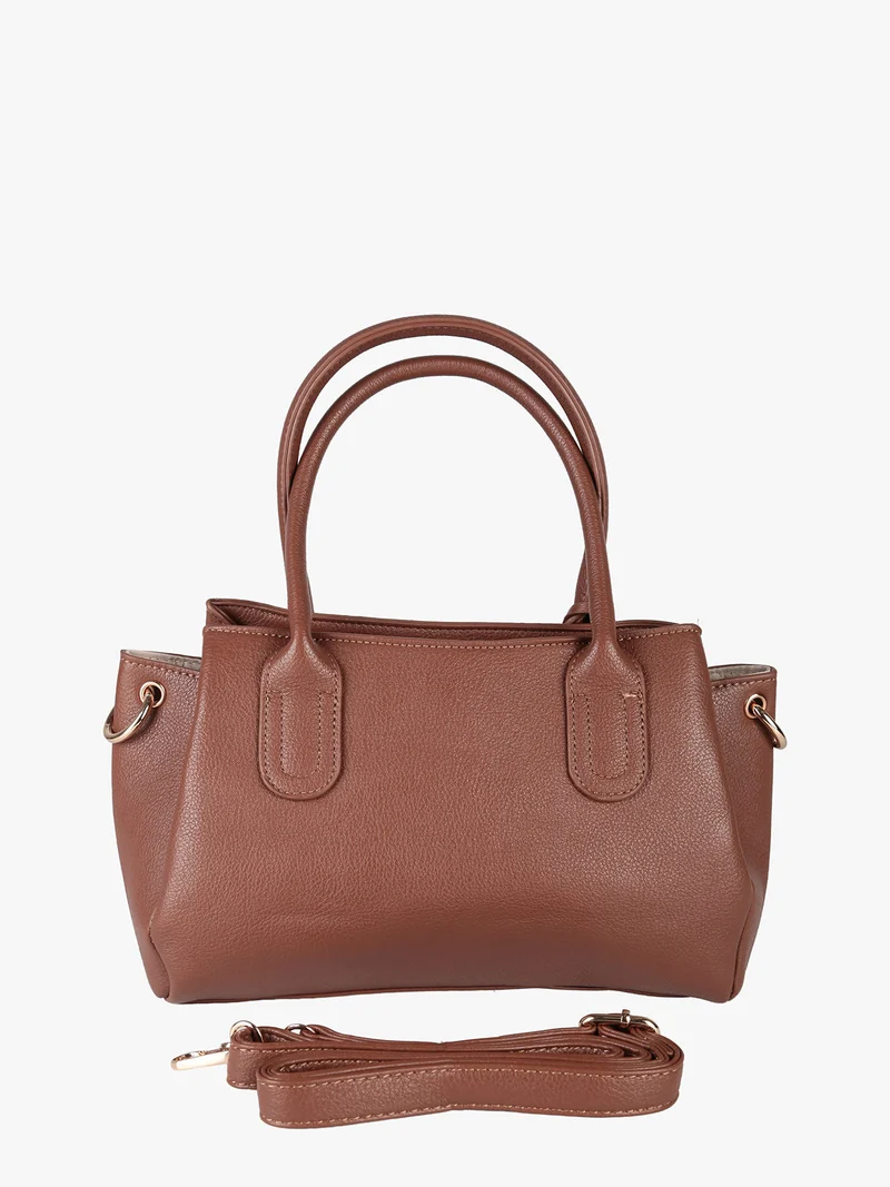 Borsa donna in ecopelle con doppi manici - marrone