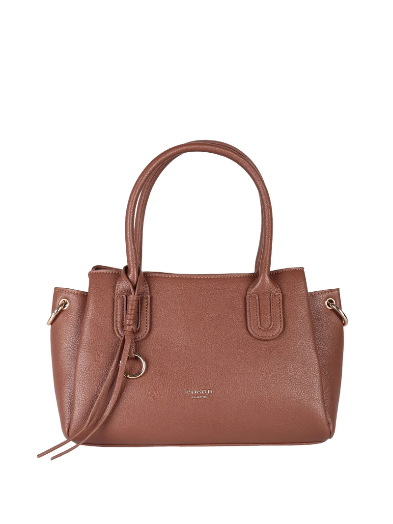 Borsa donna in ecopelle con doppi manici - marrone