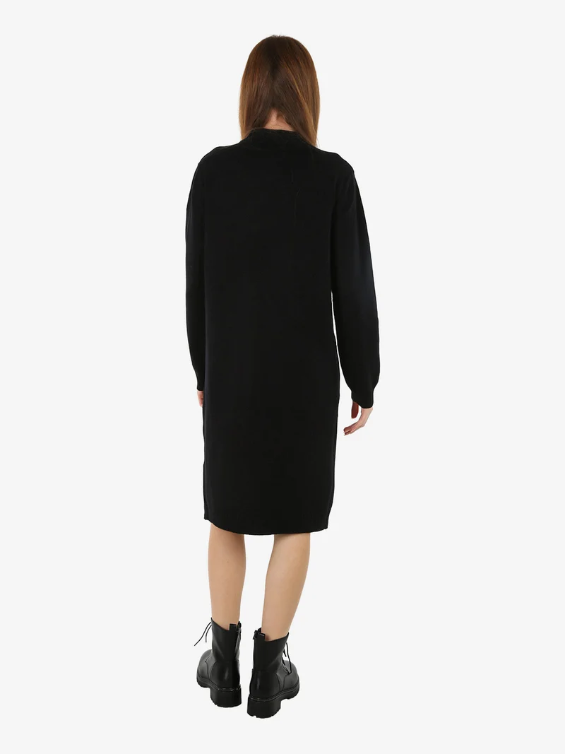 Abito donna lungo in maglia tinta unita - nero