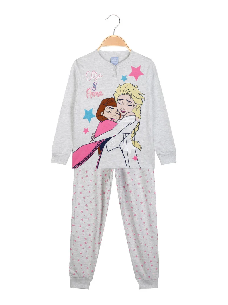 Pigiama lungo da bambina in cotone - grigio