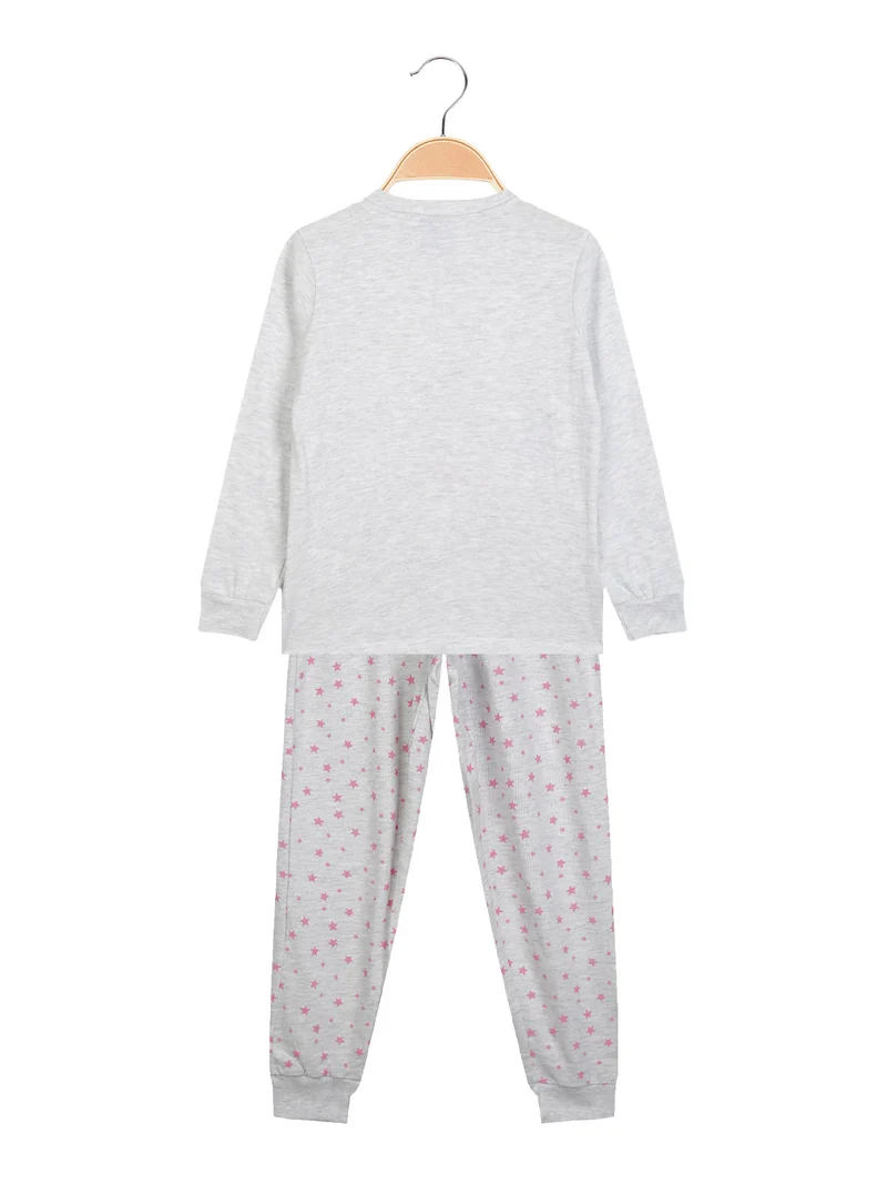 Pigiama lungo da bambina in cotone - grigio