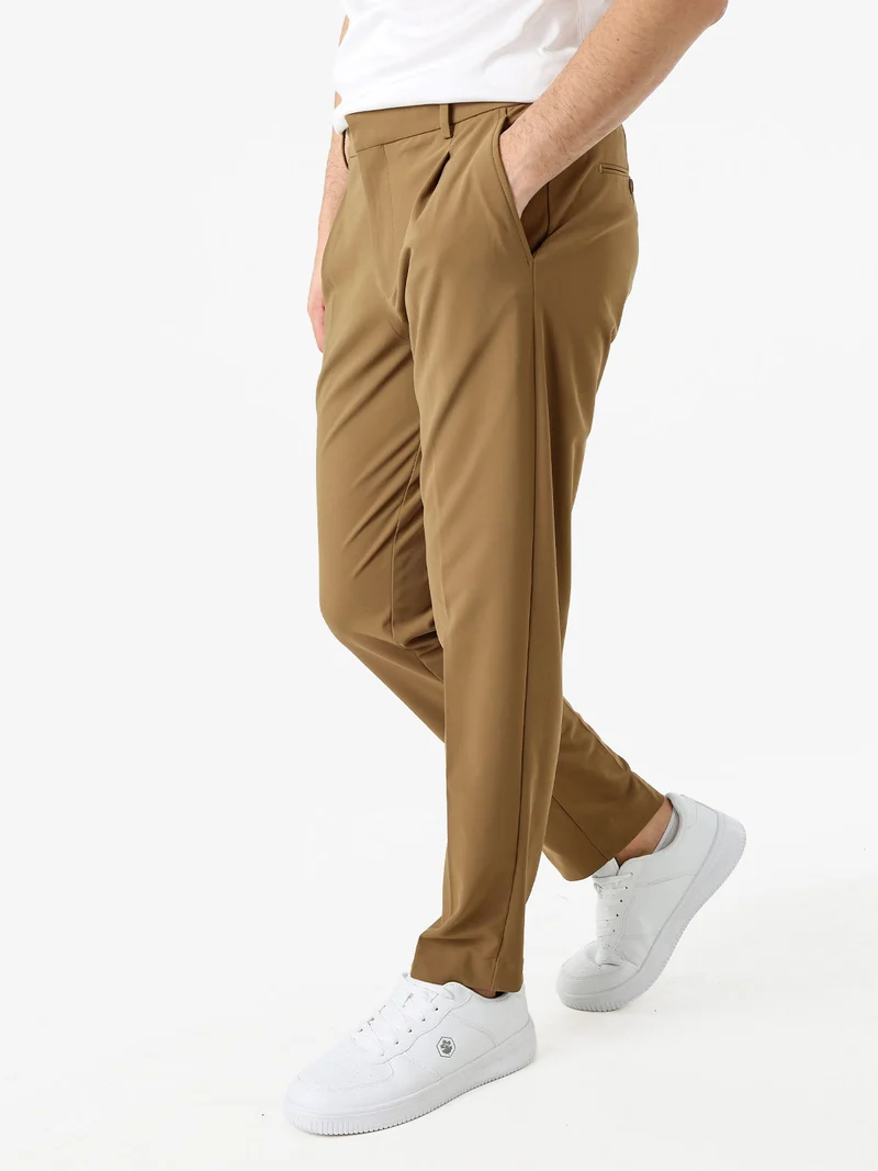 Pantaloni casual da uomo a gamba dritta - marrone