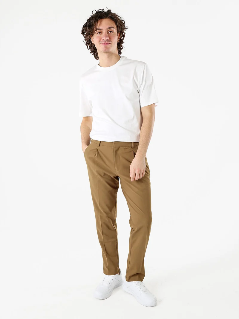 Pantaloni casual da uomo a gamba dritta - marrone