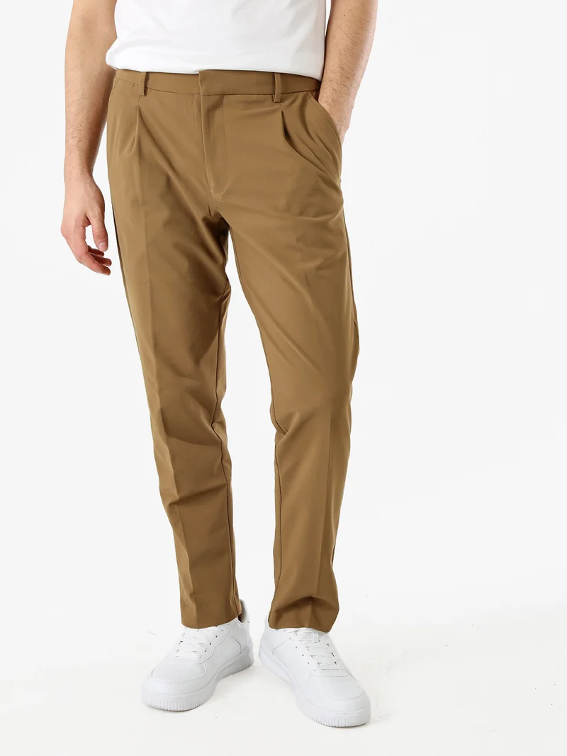 Pantaloni casual da uomo a gamba dritta - marrone