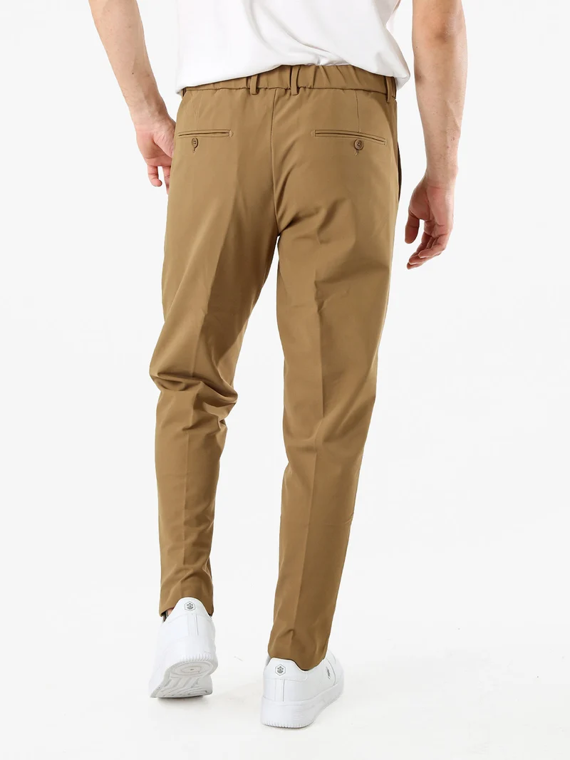 Pantaloni casual da uomo a gamba dritta - marrone