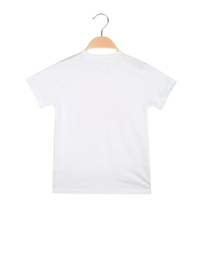 T-shirt da ragazzo in cotone con logo - bianco
