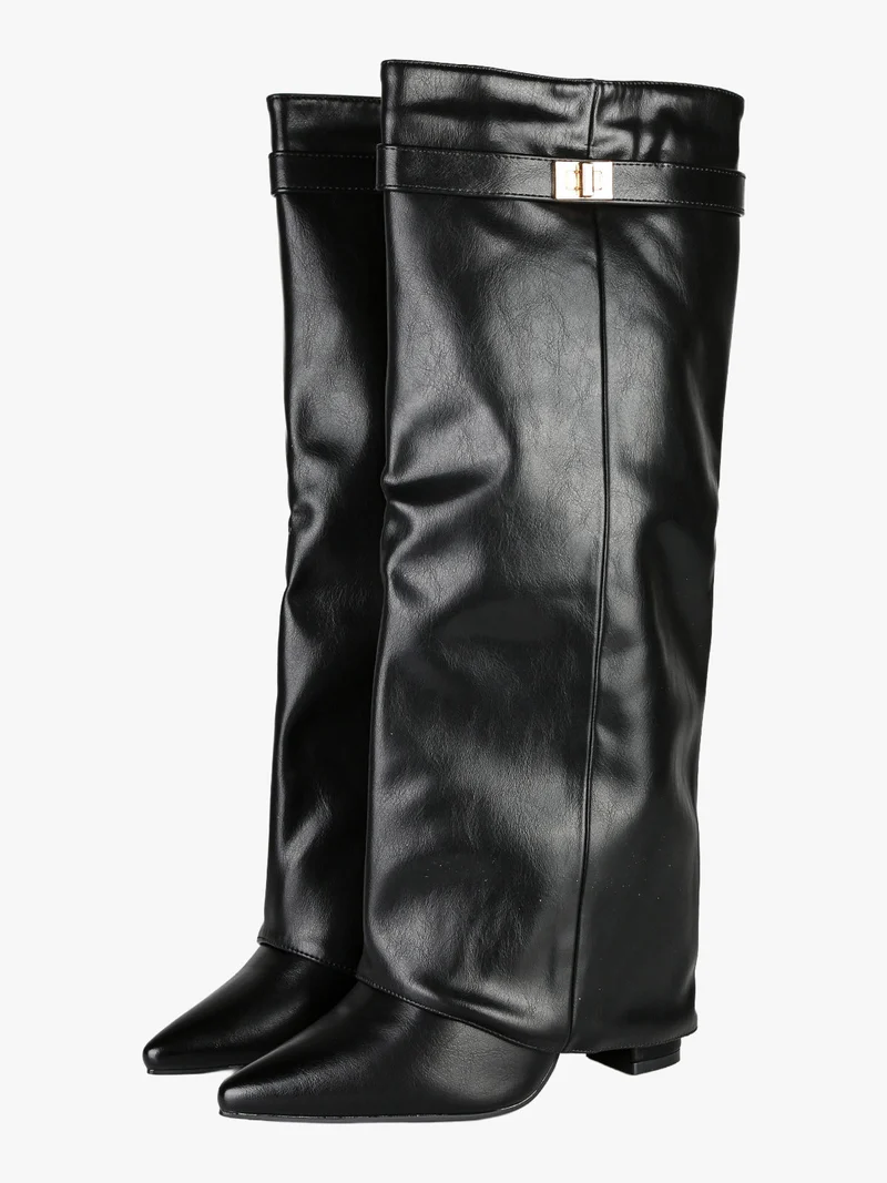 Stivaletti donna 2 in 1 con tacco - nero