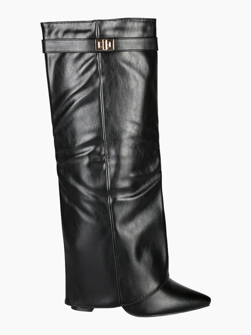 Stivaletti donna 2 in 1 con tacco - nero