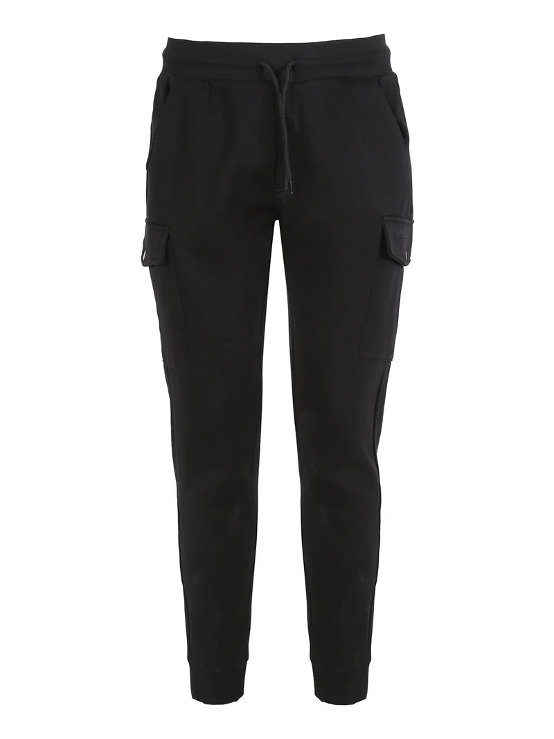 Pantaloni tuta da uomo con tasconi laterali e polsini - nero