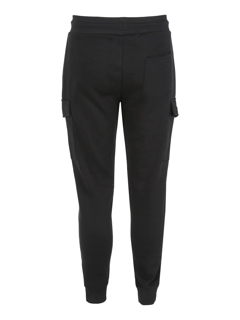 Pantaloni tuta da uomo con tasconi laterali e polsini - nero