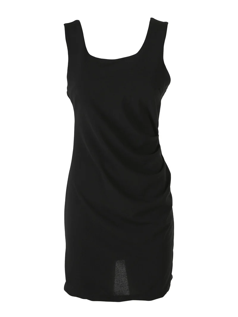 Abito smanicato da donna con drappeggio - nero
