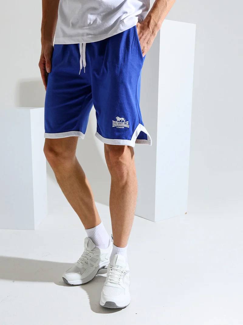 Bermuda sportivi da uomo in cotone con logo - blu