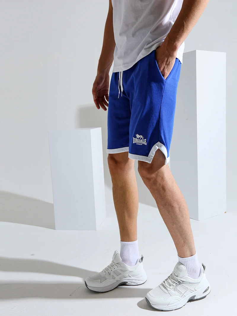 Bermuda sportivi da uomo in cotone con logo - blu