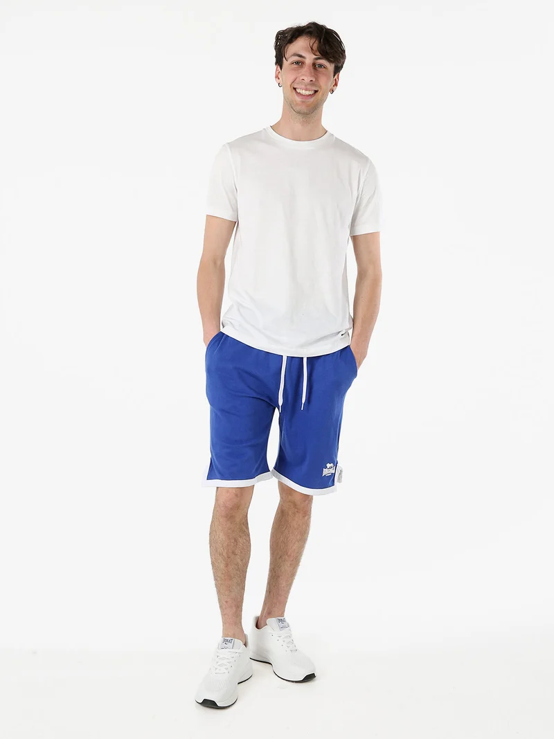 Bermuda sportivi da uomo in cotone con logo - blu