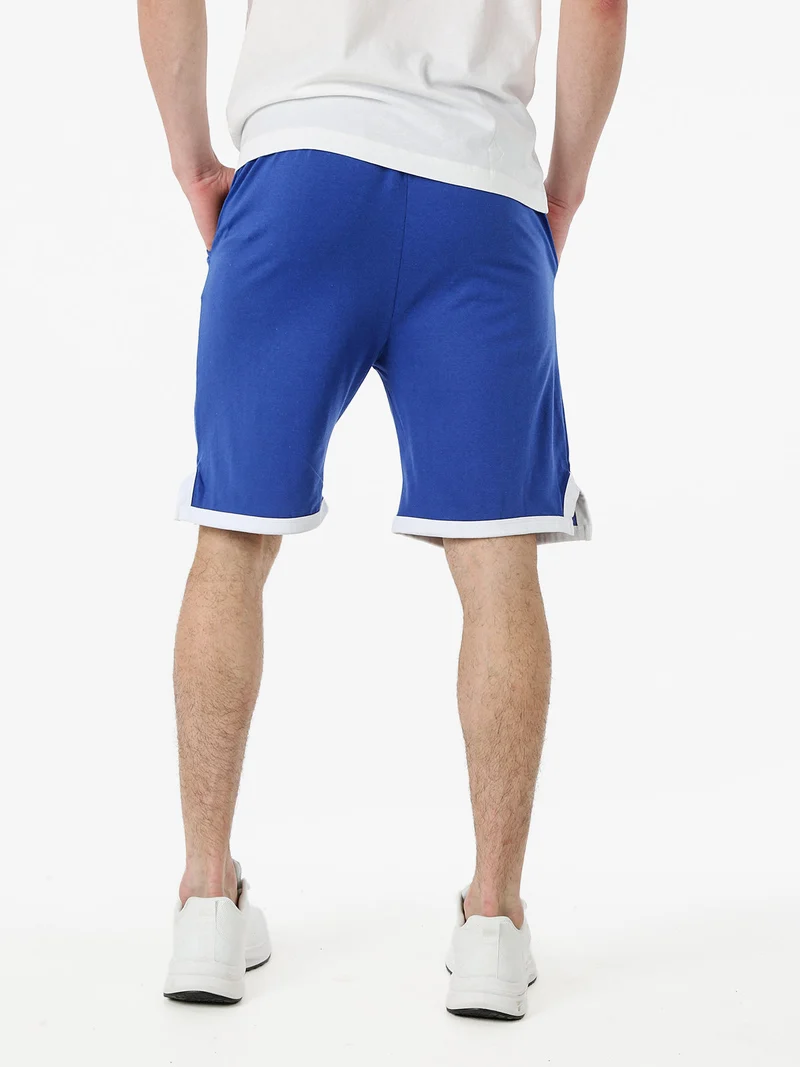 Bermuda sportivi da uomo in cotone con logo - blu