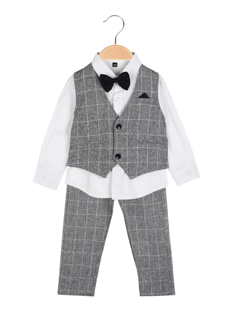 Completo elegante da neonato 3 pezzi - grigio