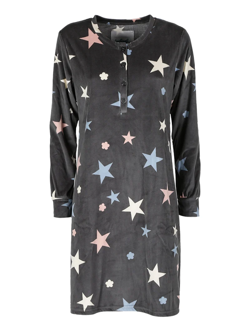 Camicia da notte donna in micropile coral - antracite