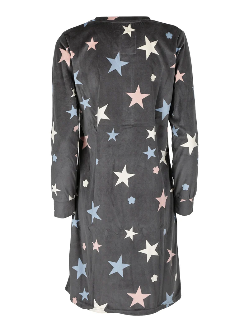 Camicia da notte donna in micropile coral - antracite
