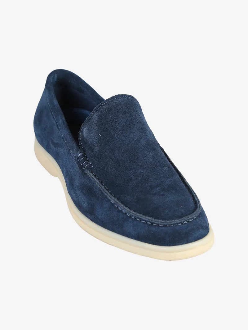 Mocassini in pelle scamosciata da uomo - blu scuro