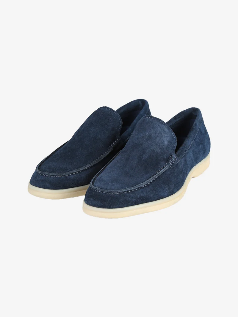 Mocassini in pelle scamosciata da uomo - blu scuro
