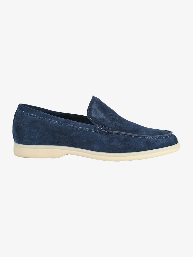 Mocassini in pelle scamosciata da uomo - blu scuro